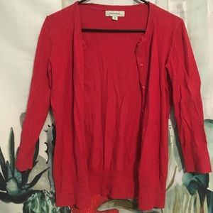 Red cardigan